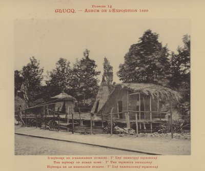Die Geschichte des menschlichen Heims, Io die primitiven Behausungen (s/w Foto) von (after) French Photographer