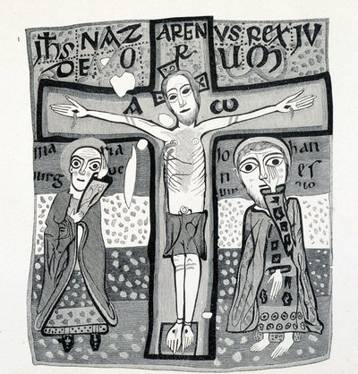 Religiöse Kunst, Christus am Kreuz. 12. Jahrhundert. von (after) French School