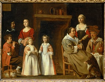 Portraits in einem Interieur von (after) Le Nain Brothers