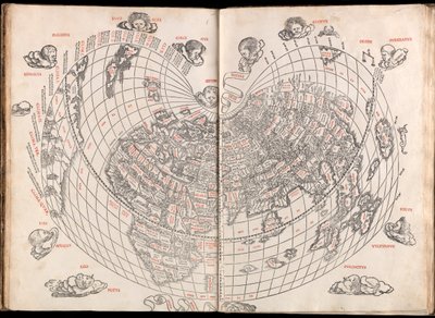 Claudii Ptholemaei Alexandrini Buch der Geographie mit Karten und universeller Figur und mit der Hinzufügung von Orten, die von den Neueren gefunden wurden, sorgfältig korrigiert und gedruckt von (c.90 168)(after) Ptolemy