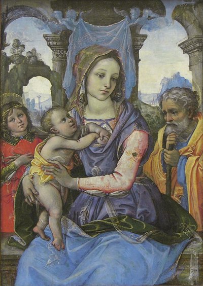 Madonna mit Kind und Heiligem Josef und einem Engel, ca. 1490 von 1476 1524 Capponi