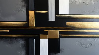 Schwarz & Gold Moderne Kunsttherapie von F. Abderrahim