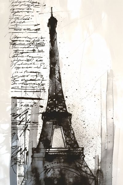 Schwarzer Farbspritzer Eiffelturm von F. Abderrahim