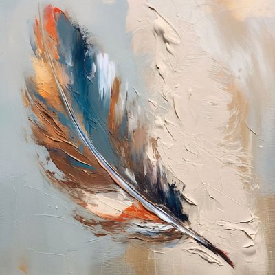 Feder Gold Blau Abstrakt von F. Abderrahim