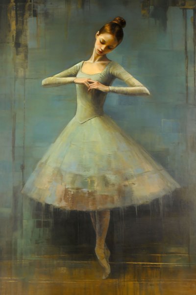 Ölgemälde einer Ballerina im Edgar Degas Stil von F. Abderrahim