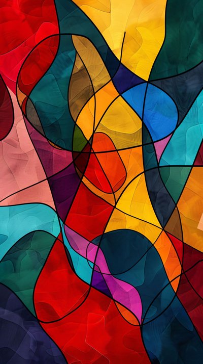Bunte abstrakte Glasmalerei, vinicunca Picasso-Stil, Wanddekoration für jeden Raum von F. Abderrahim
