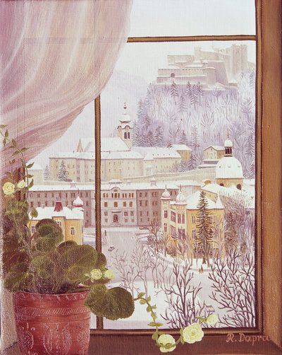Blick aus dem Fenster auf Nonntal mit Festung von Regine Dapra