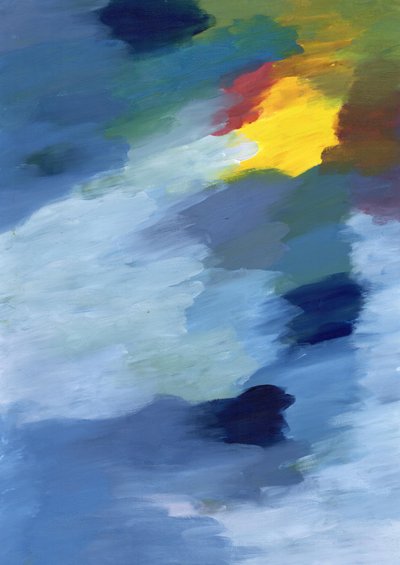 Eine expressive Verschmelzung der drei Primärfarben Blau, Rot und Gelb, die in Harmonie tanzen von Albert Mansour