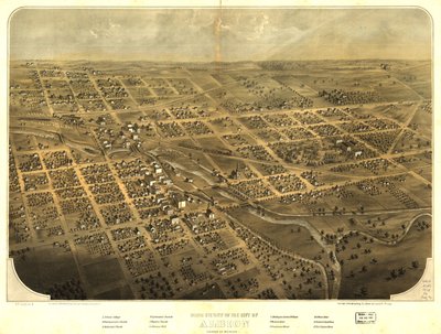 Vogelperspektive der Stadt Albion, Calhoun Co., Michigan von A.; Chicago Lithographing Co. Ruger