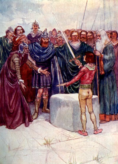 Er stand da und hielt das magische Schwert in der Hand, 1905 von A. S. Forrest