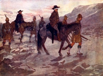 Die Burenführer wurden mit verbundenen Augen von Soldaten der Black Watch bewacht von A. S. Forrest