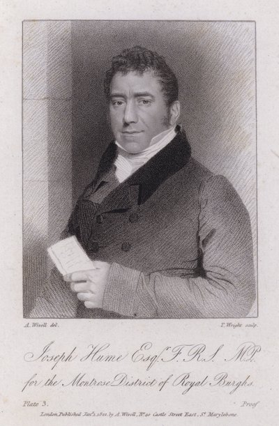 Joseph Hume, schottischer Arzt, Politiker und radikaler Abgeordneter (Stich) von Abraham (after) Wivell