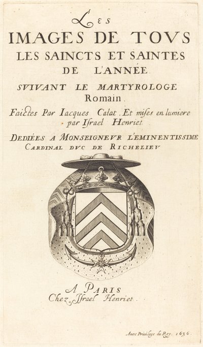 Titelseite für Callots "Der Kalender der Heiligen" von Abraham Bosse