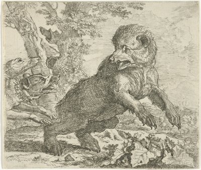 Bär von Hunden angegriffen von Abraham Danielsz. Hondius