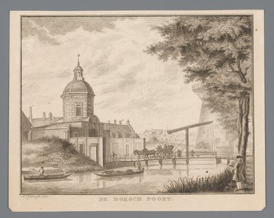 Ansicht des Morspoort in Leiden von Abraham Delfos