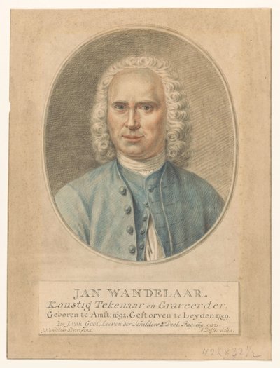 Porträt von Jan Wandelaar. Künstlerischer Zeichner und Graveur (Titel auf dem Objekt) von Abraham Delfos