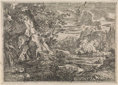 Weg durch einen Felsen (Arkadische Landschaften) von Abraham Genoels