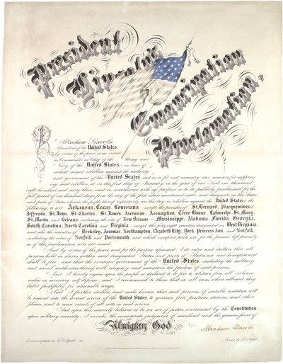 Präsident Lincolns Emanzipationsproklamation, 1. Januar 1863 von Abraham Lincoln