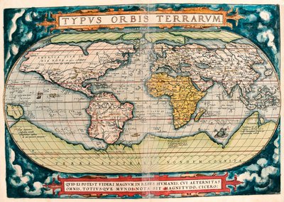 Erdkarte (Weltkarte) Geographische Karte aus „Theatrum Orbis Terrarum“ von Abraham Ortelius (1527-1598) von Abraham Ortelius