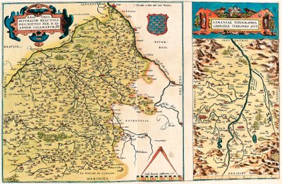 Regionis Biturigum accurss descriptio per D. Ioannem Calamaeum Geographische Karte des Territoriums von Bourges und der Region im Zentrum Galliens (Frankreich) aus „Theatrum Orbis Terrarum“ von Abraham Ortelius (Oertel, Ortell oder Ortel) von Abraham Ortelius