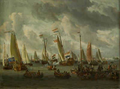 Das Spiegelgefecht auf dem IJ zu Ehren der Moskauer Gesandtschaft (1. September 1697) von Abraham Storck