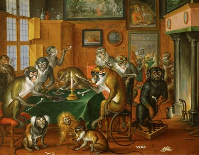 Tabakskollegium von Affen von Abraham Teniers