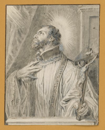 Brustbild eines Heiligen mit Kruzifix in der linken Hand von Abraham van Diepenbeeck