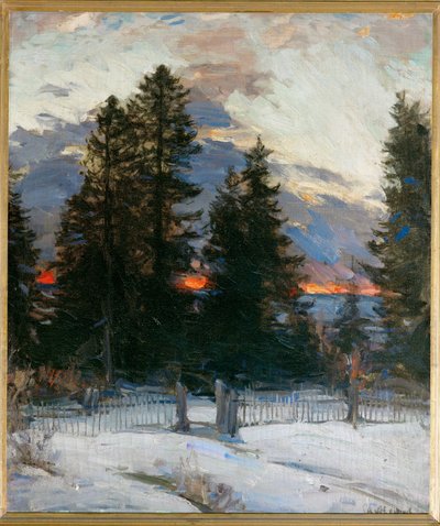 Sonnenuntergang über einer Winterlandschaft von Abram Efimovich Arkhipov