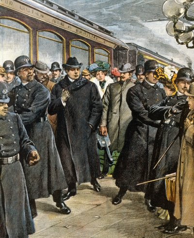 Ankunft des italienischen Komponisten Pietro Mascagni (1863-1945) in New York von Achille Beltrame