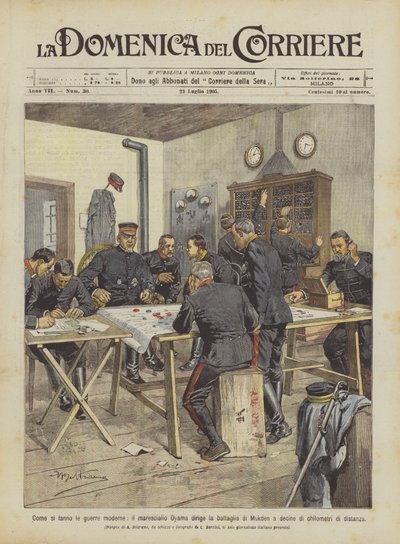 Wie moderne Kriege geführt werden, Marschall Oyama leitet die Schlacht von Mukden aus der Ferne von Achille Beltrame