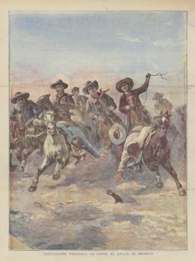 Osterbräuche, Das Hahnenrennen In Mexiko von Achille Beltrame