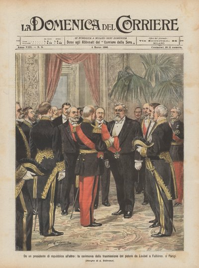 Von einem Präsidenten der Republik zum anderen, die Zeremonie der Machtübergabe von Loubet von Achille Beltrame