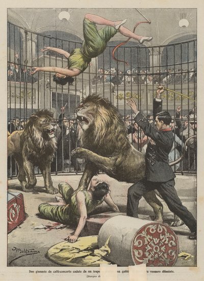 Zwei abgestürzte Varieté-Turnerinnen von Achille Beltrame