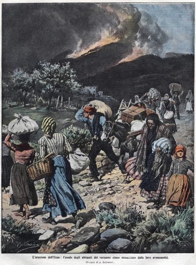 Ausbruch des Ätna im Jahr 1910. Illustration von Achilles Beltrame von Achille Beltrame