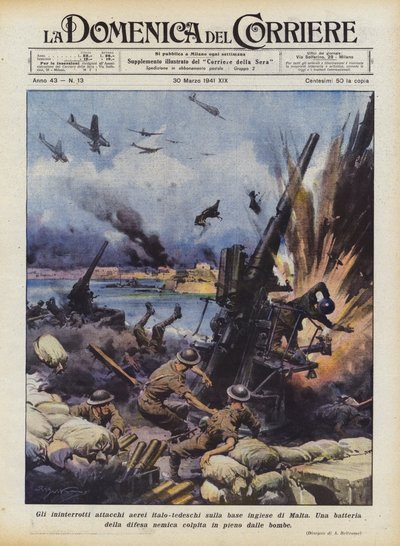 Ununterbrochene italienisch-deutsche Luftangriffe auf die englische Basis Malta von Achille Beltrame