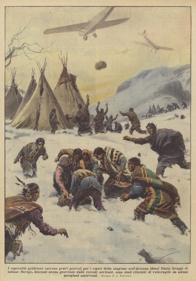 Die überlebenden Indianer sind durch die Strenge der Jahreszeit in Arizona (USA) in großer Gefahr von Achille Beltrame