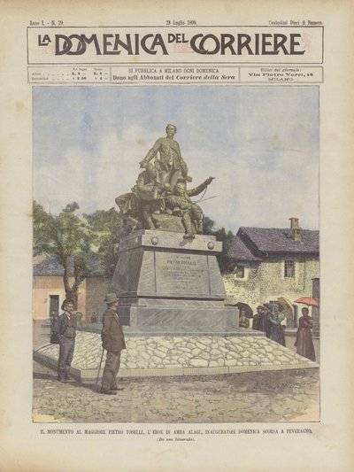 Das Denkmal Für Major Pietro Toselli, Den Helden Von Amba Alagi, Am Letzten Sonntag In Peveragno Eingeweiht von Achille Beltrame