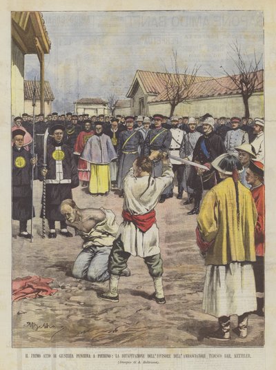 Der erste Akt der Strafjustiz in Peking, die Enthauptung des Mörders des Botschafters von Achille Beltrame