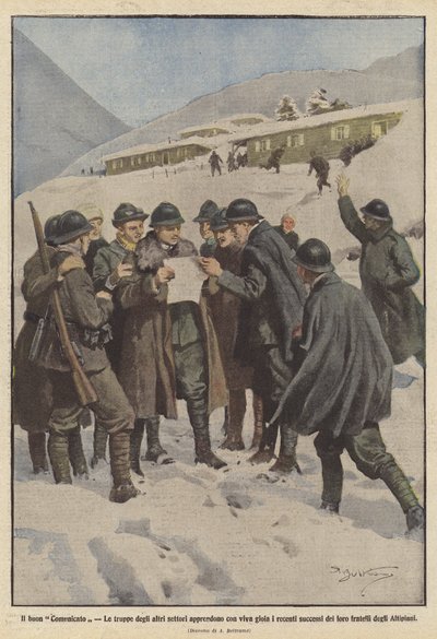 Die gute Nachricht, die Truppen der anderen Sektoren erfahren mit großer Freude die jüngsten Erfolge der ? von Achille Beltrame