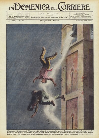 Der Blitz und die Glockenläuter von Achille Beltrame