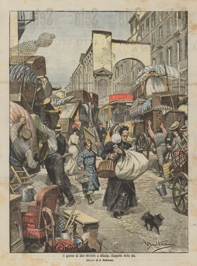 Der Tag des Heiligen Michael in Mailand, das Aussehen der Straßen von Achille Beltrame
