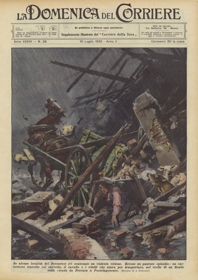 In einigen Orten von Ferrara wütete ein heftiger Wirbelsturm von Achille Beltrame