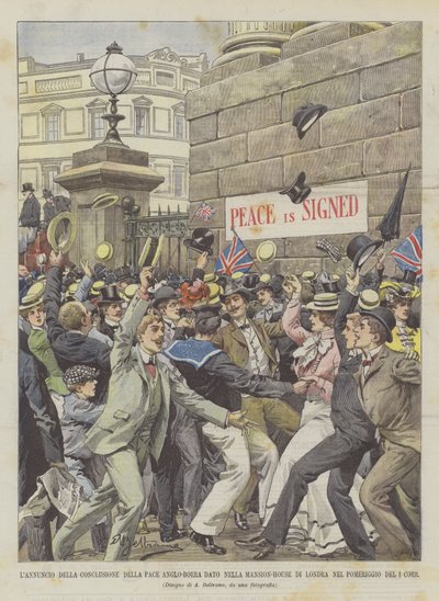 Die Ankündigung des Abschlusses des Anglo-Buren-Friedens im Mansion-House in London am Nachmittag des 1. Corr von Achille Beltrame