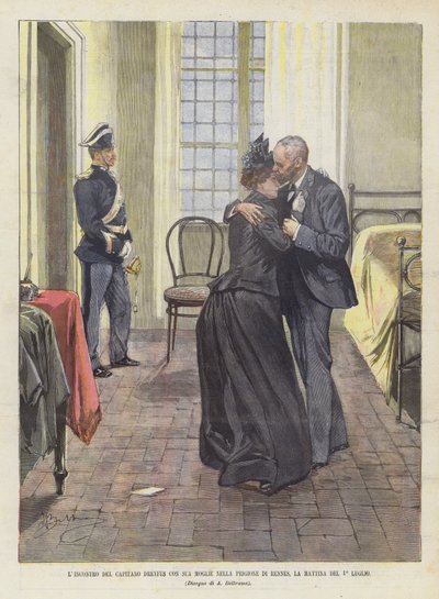 Das Treffen Von Hauptmann Dreyfus Mit Seiner Frau Im Gefängnis Von Rennes, Am Morgen Des 1. Juli von Achille Beltrame