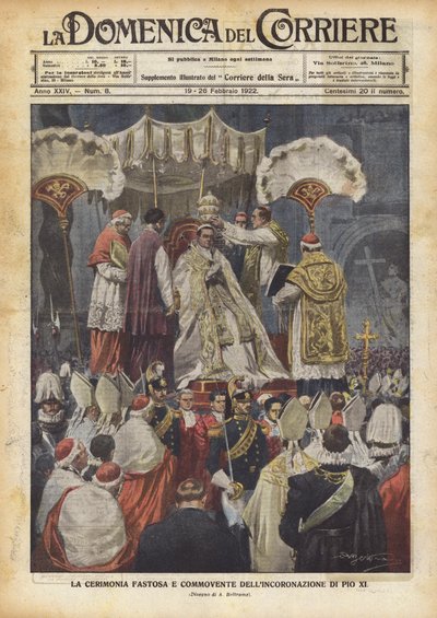 Die prächtige und bewegende Krönungszeremonie von Pius XI. von Achille Beltrame