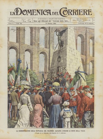 Die Gedenkfeier der Schlacht von Volturno, vor dem Ossarium an den Ponti della Valle von Achille Beltrame