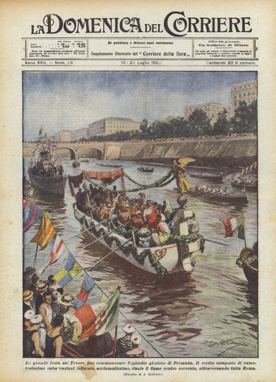Das große Fest am Tiber zur Erinnerung an das glorreiche Ereignis von Premuda von Achille Beltrame