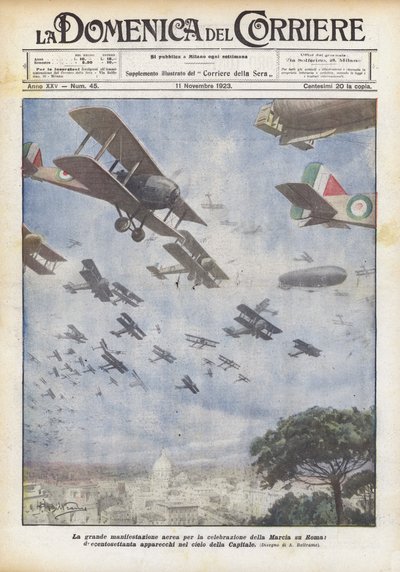 Die große Luftfahrtveranstaltung zur Feier des Marsches auf Rom, zweihundertsiebzig von Achille Beltrame