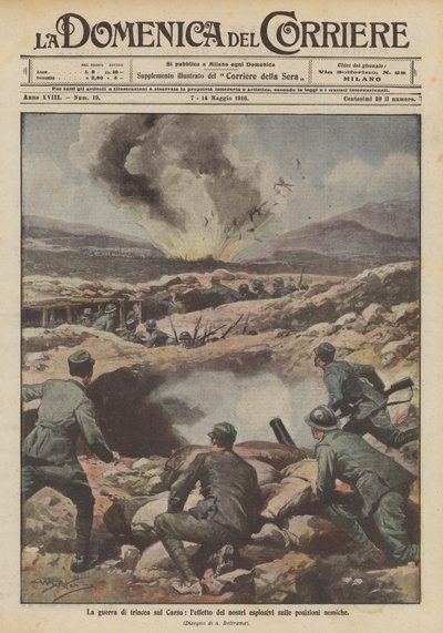 Der Grabenkrieg auf dem Karst, die Wirkung unserer Sprengstoffe auf die feindlichen Stellungen von Achille Beltrame