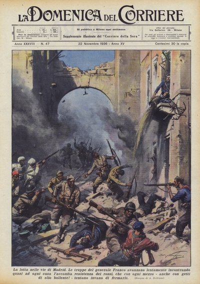 Der Kampf in den Straßen von Madrid von Achille Beltrame